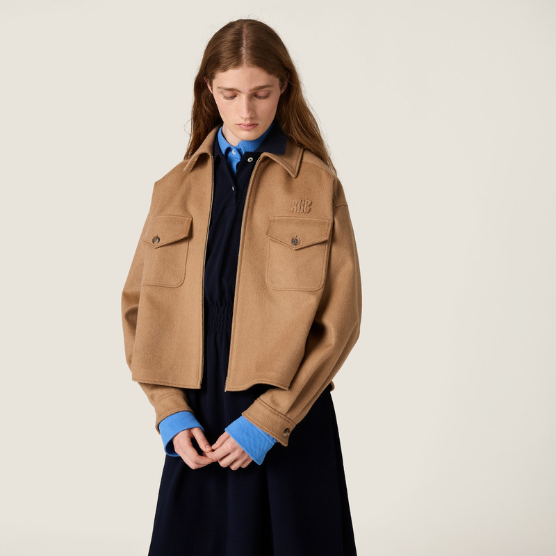 Miu Miu Bonded camel hair blouson jacket outlook