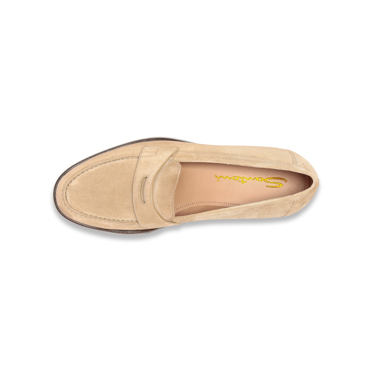 Women's beige suede penny loafer - 5