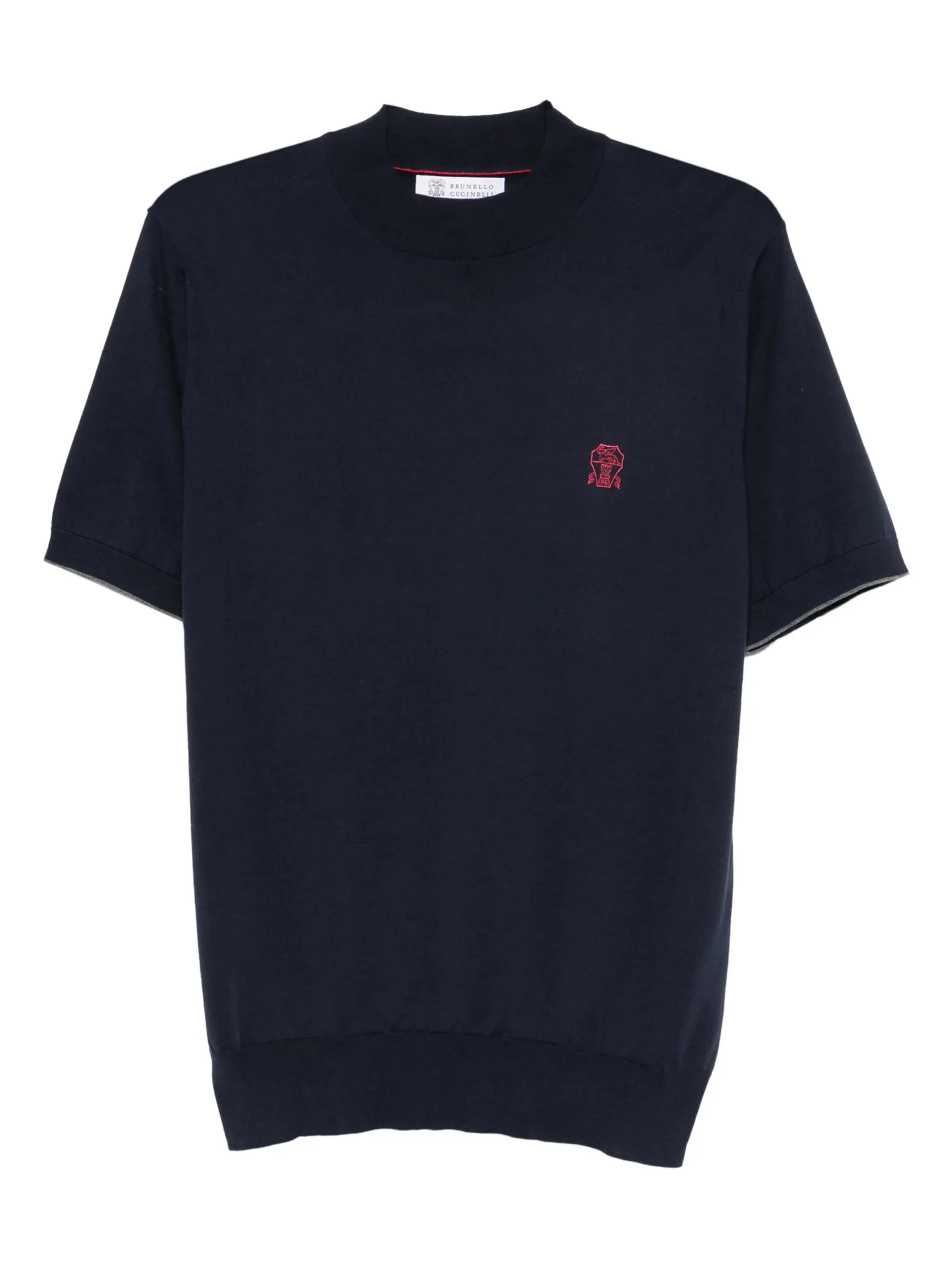 Brunello Cucinelli Embroidered-logo Knitted T-shirt - 1