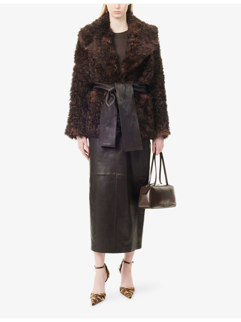 NOUR HAMMOUR Noa Belted Shearling Jacket outlook