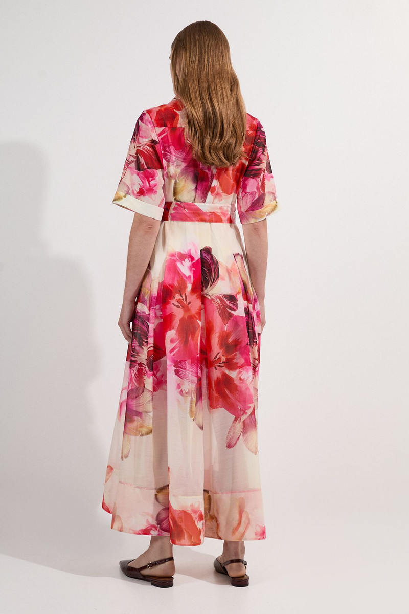 Floral Organdie Woven Midi Shirt Dress 5
