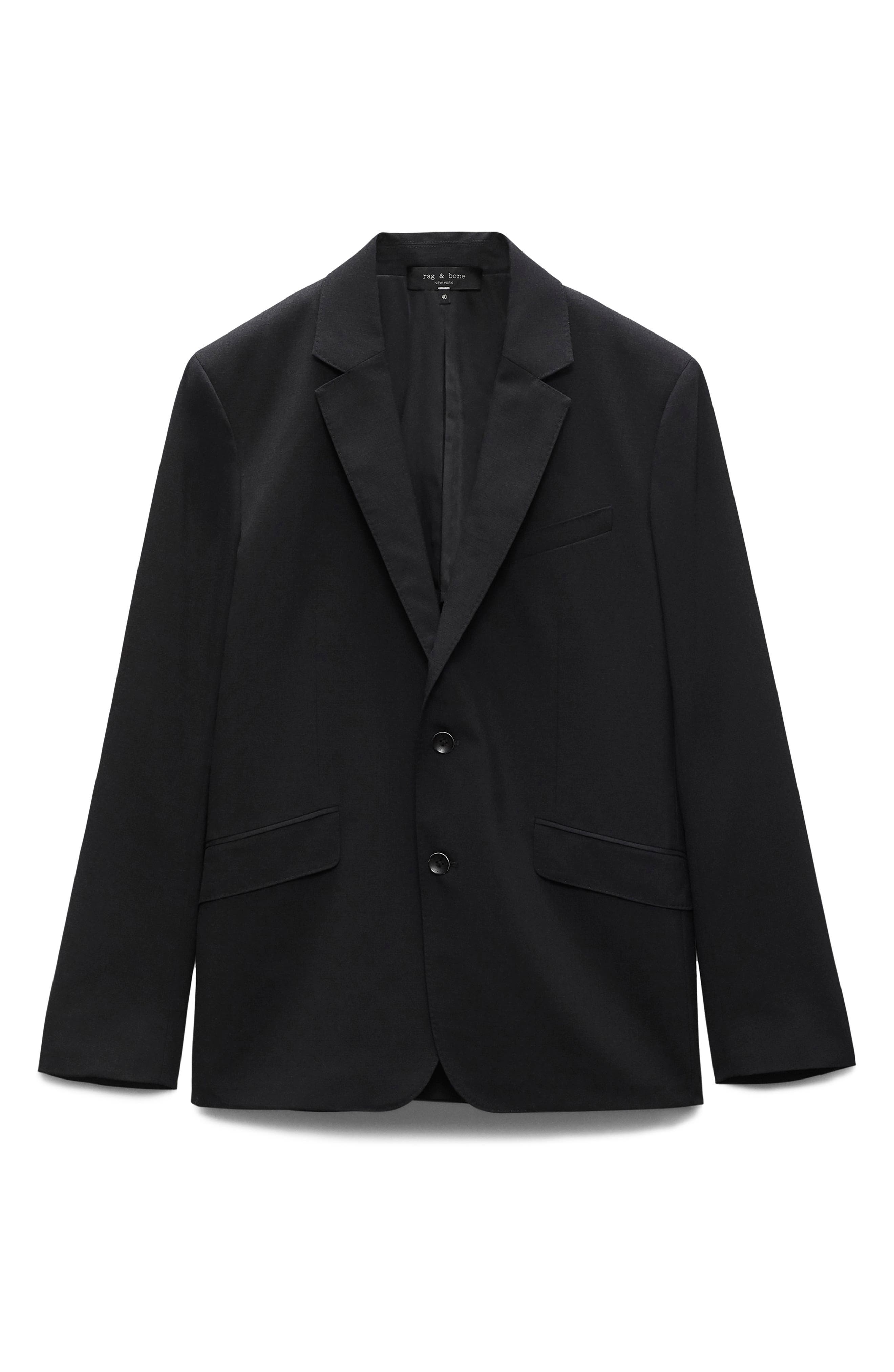 rag & bone Butler Tropical Virgin Wool Blend Blazer in Black at Nordstrom - 4