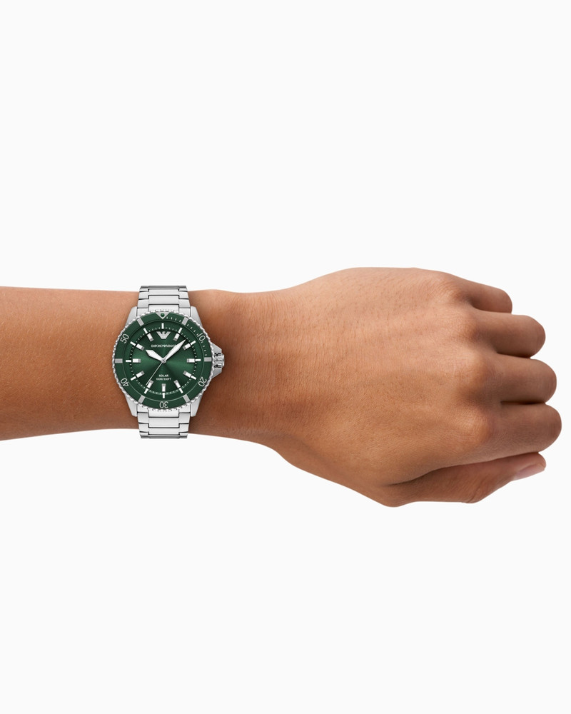 EMPORIO ARMANI WORLD EXPLORER SOLAR-POWERED THREE-HAND STAINLESS STEEL WATCH outlook