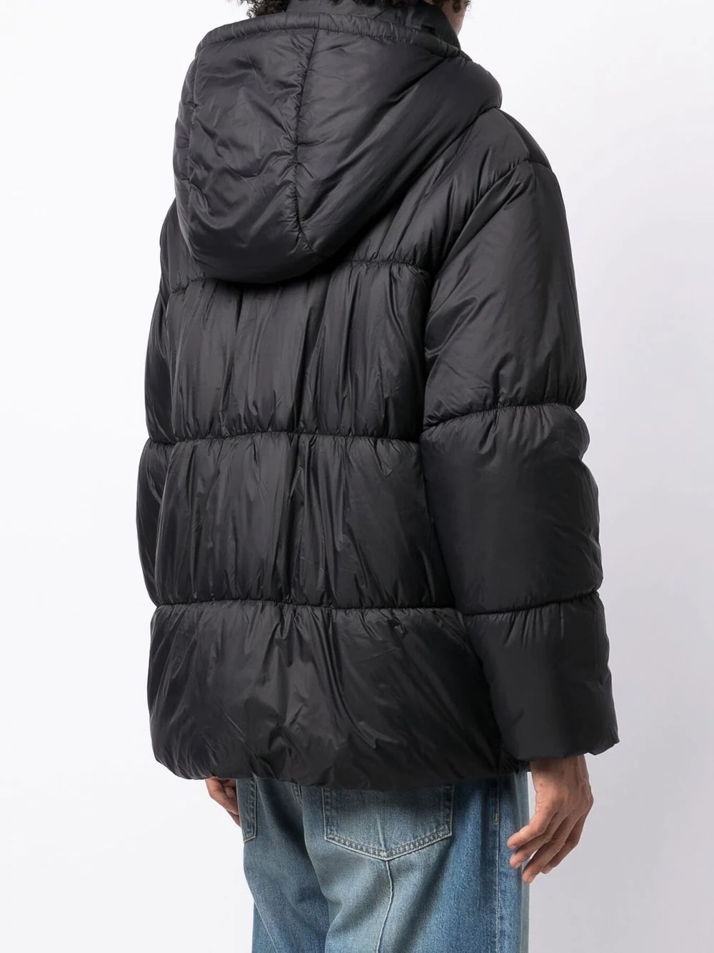 logo-patch hooded puffer jacket - 4