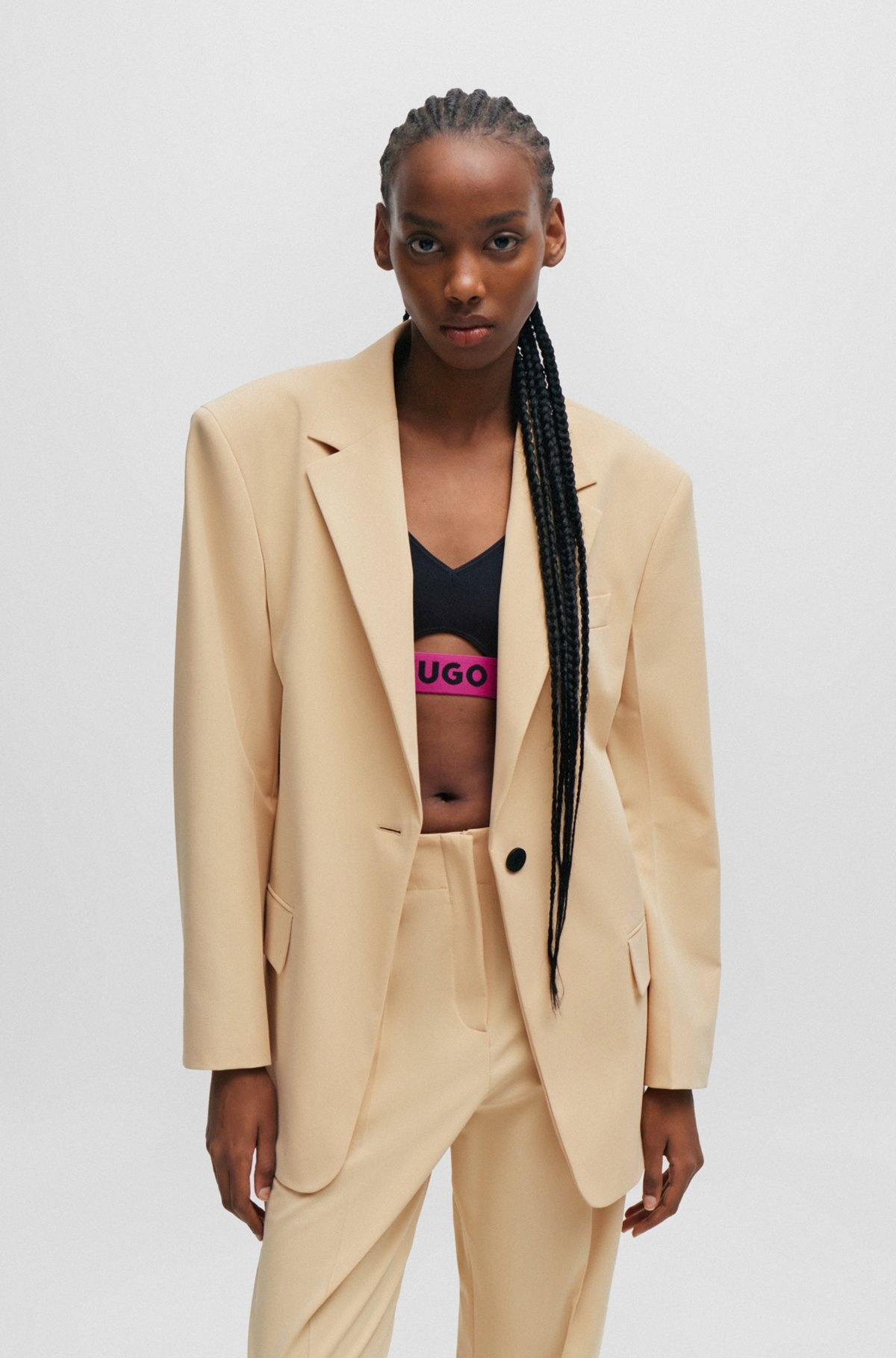 OVERSIZE-FIT JACKET IN STRETCH FABRIC WITH SINGLE BUTTON - 2