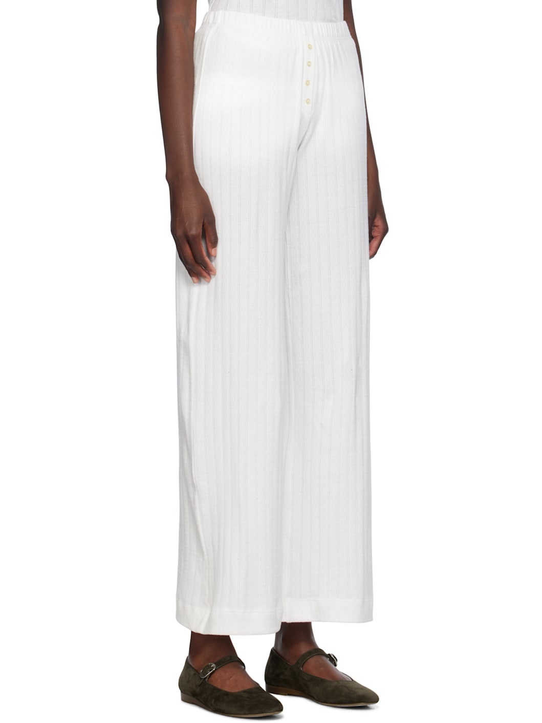 White Pointelle Boxer Lounge Pants - 2