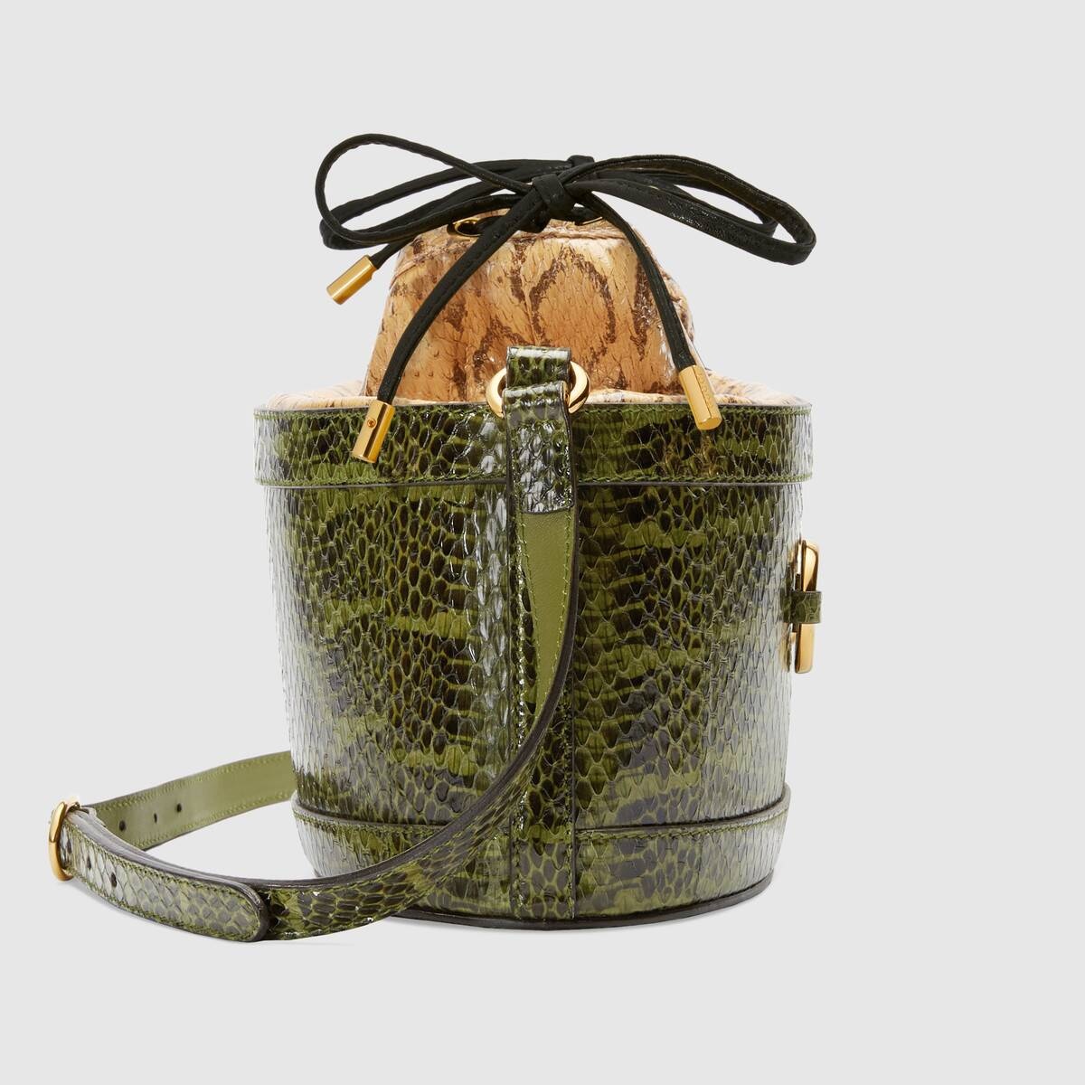 Gucci Horsebit 1955 snakeskin bucket bag - 4