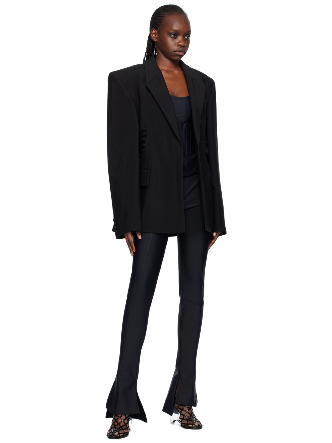 Black Cutout Trousers - 4
