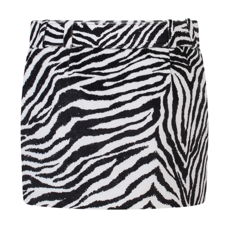 Alessandra Rich Belted zebra-print cotton-velvet mini skirt outlook