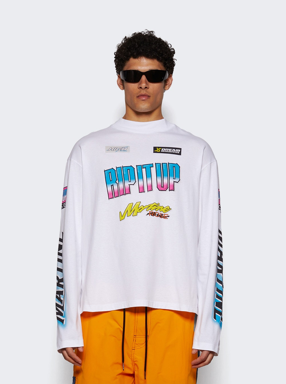 Funnel Neck Long Sleeve Tee White - 2