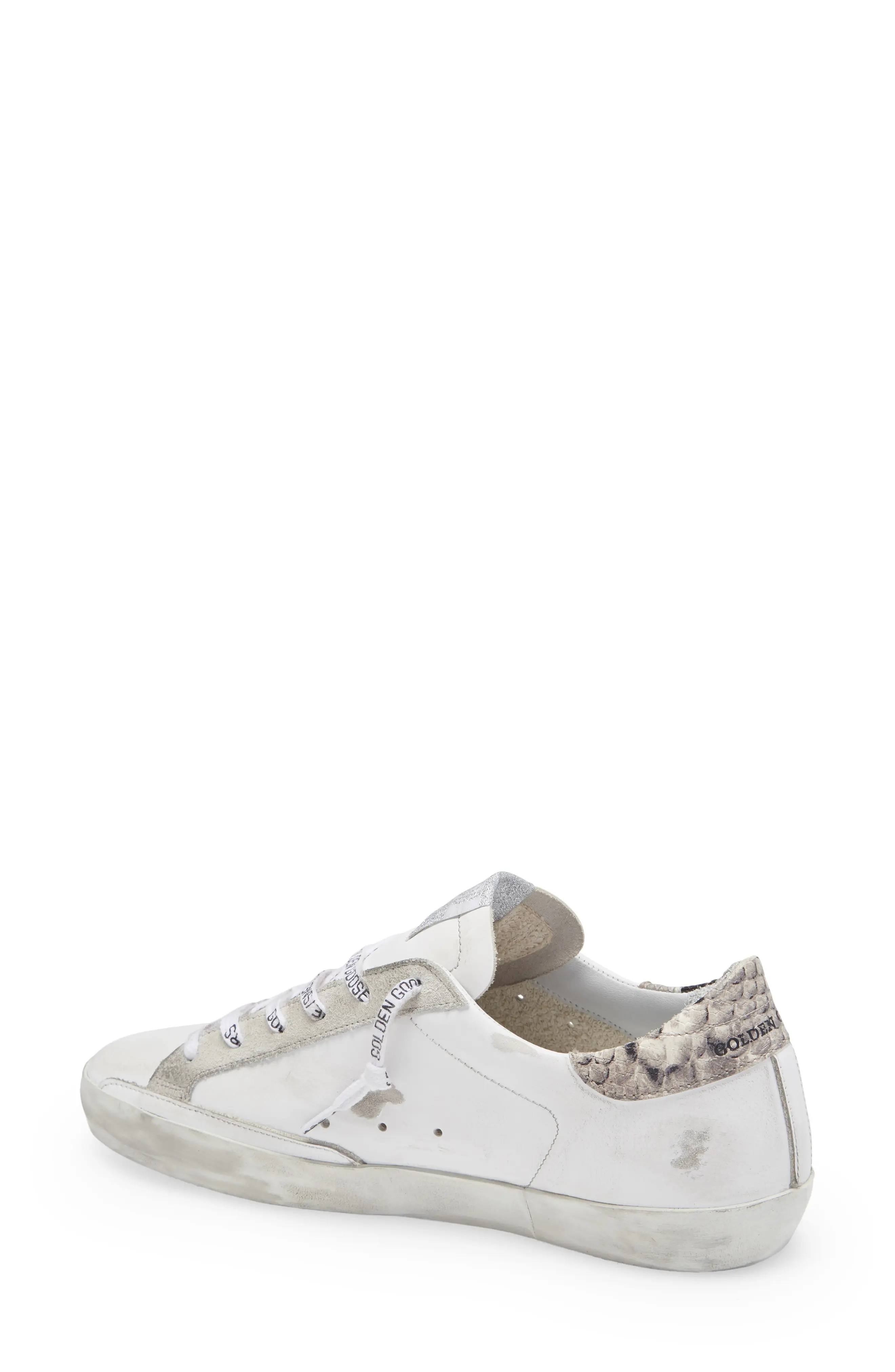 Super-Star Low Top Sneaker in White Leather/Pale Yellow - 2