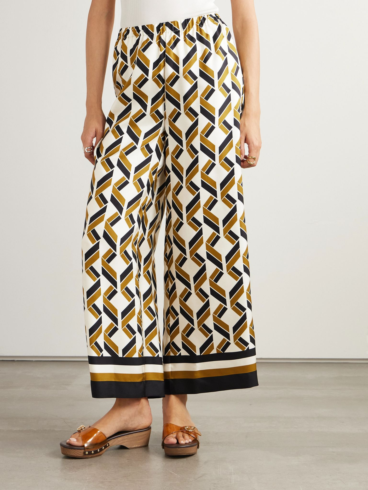 Tube printed silk-twill wide-leg pants Multi - 3