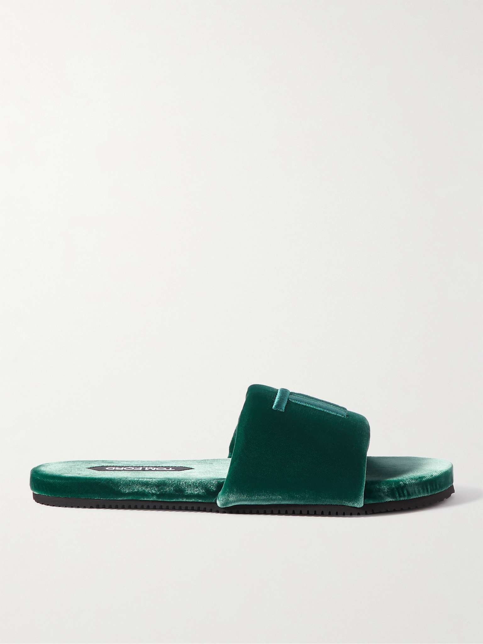 Harrison Logo-Embroidered Velvet Slides - 1