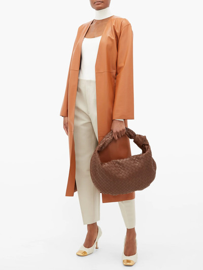 Loewe Collarless belted leather coat outlook