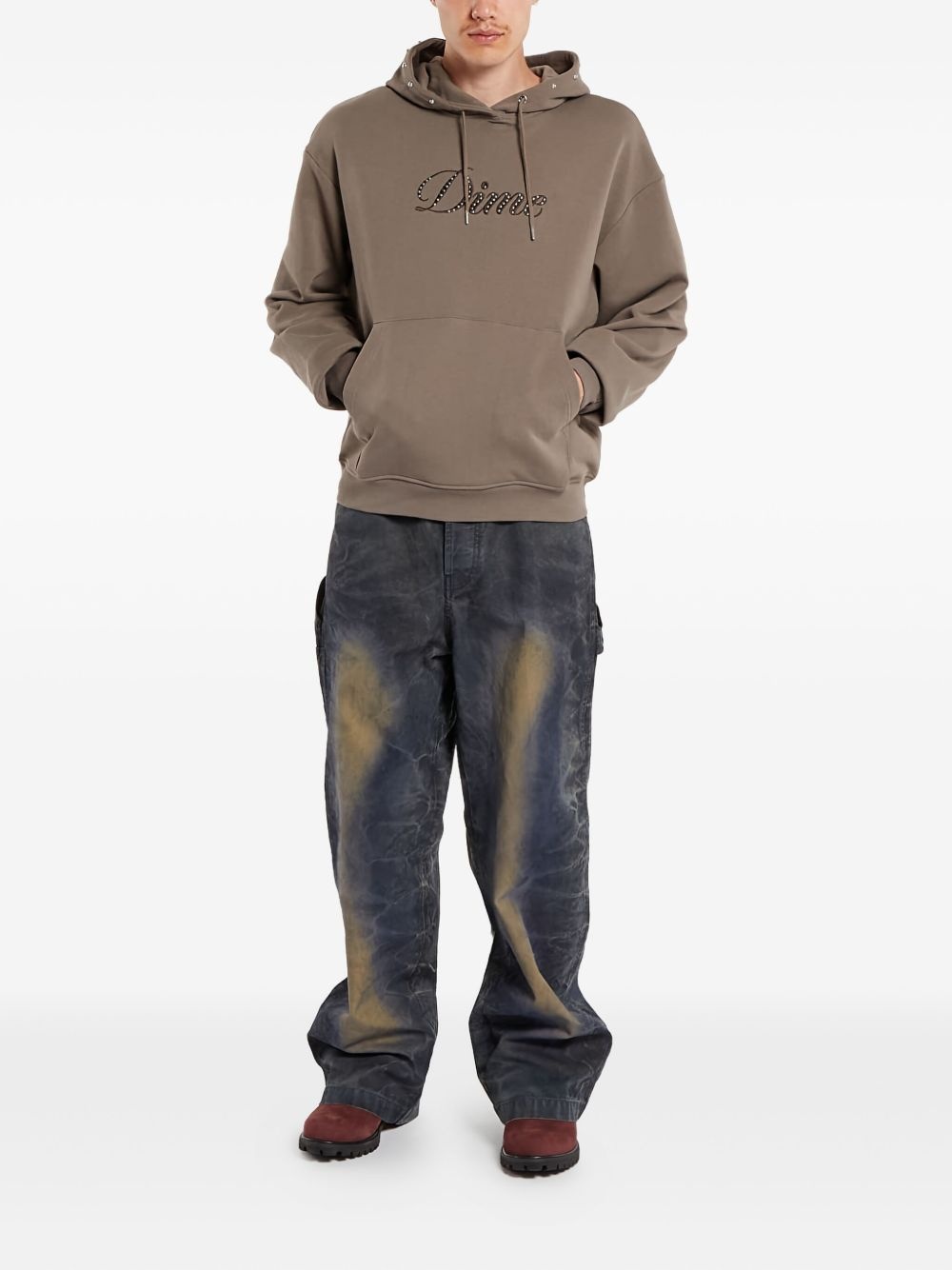 Cursive studded hoodie - 2