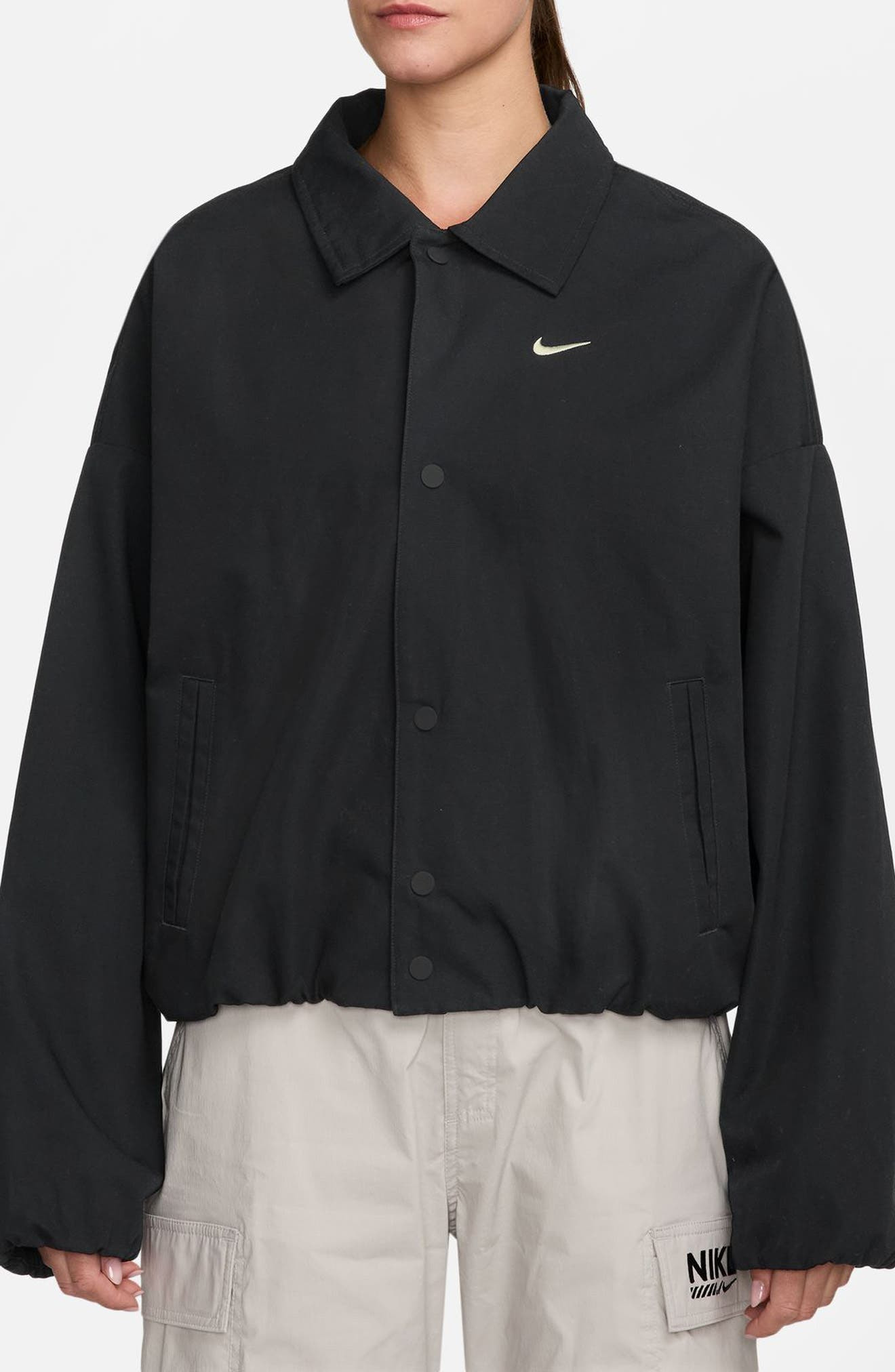 Nike Sportswear Canvas Coach's Jacket in Black/Sail at Nordstrom - 1
