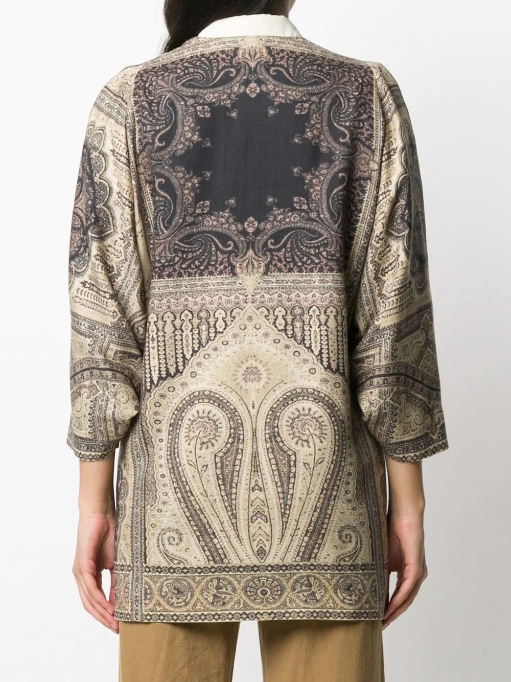 paisley-print drawstring coat - 4