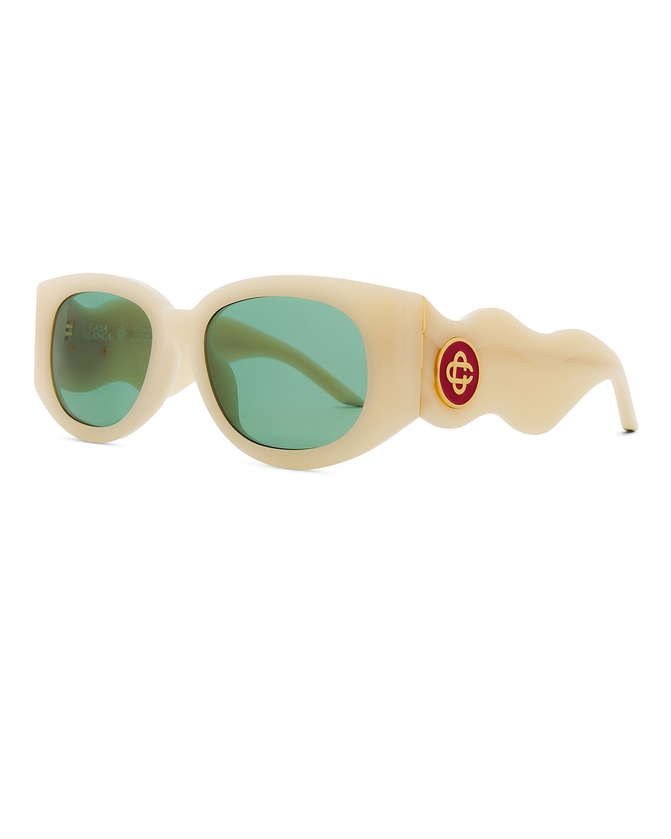 Acetate Metal Oval Wave Sunglasses - 2