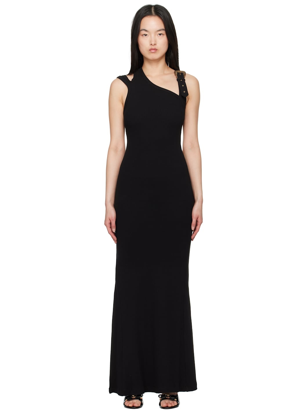 Black Baroque Buckle Maxi Dress - 1