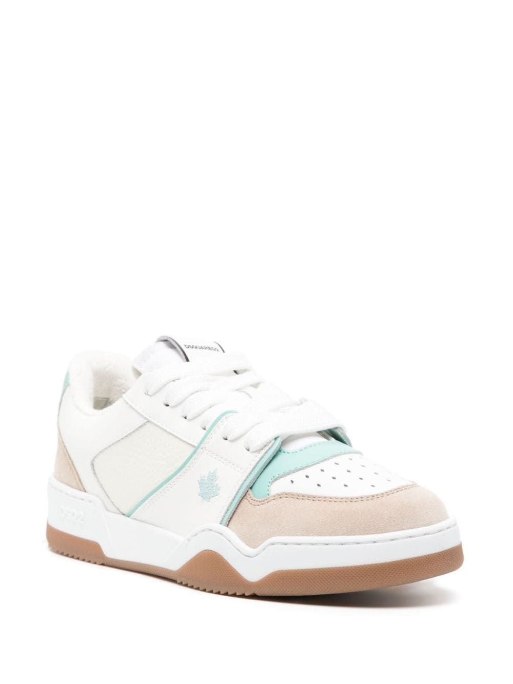 logo-embroidered leather sneakers - 2