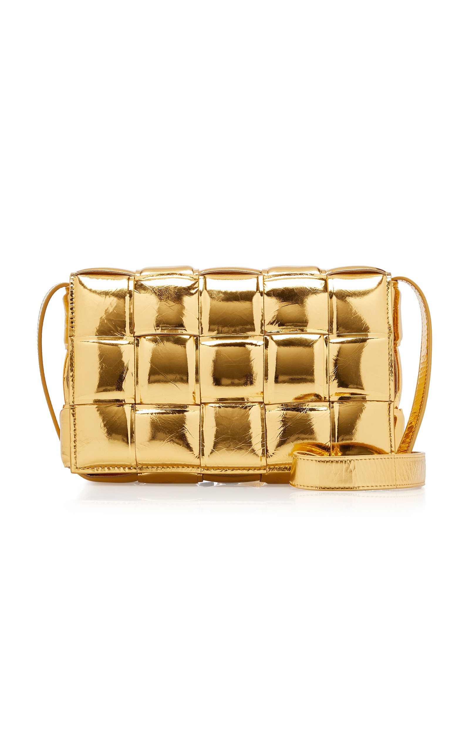 The Padded Cassette Metallic Leather Bag gold - 1