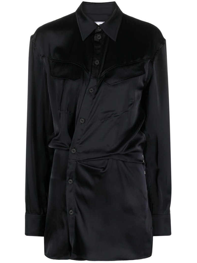 ruched asymmetric shirt dress 1