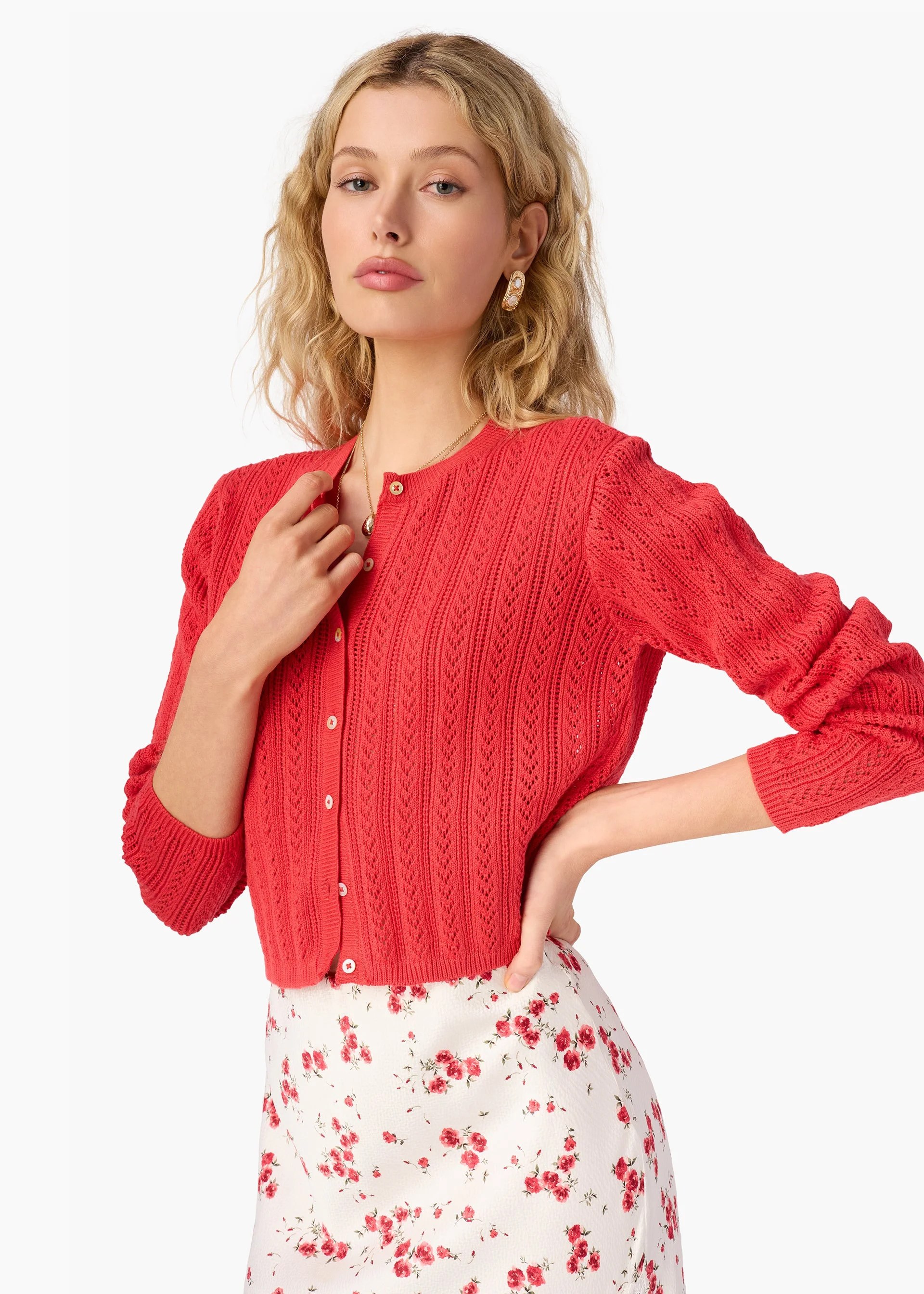 DRESDEN CROPPED CARDIGAN CANDY APPLE - 1