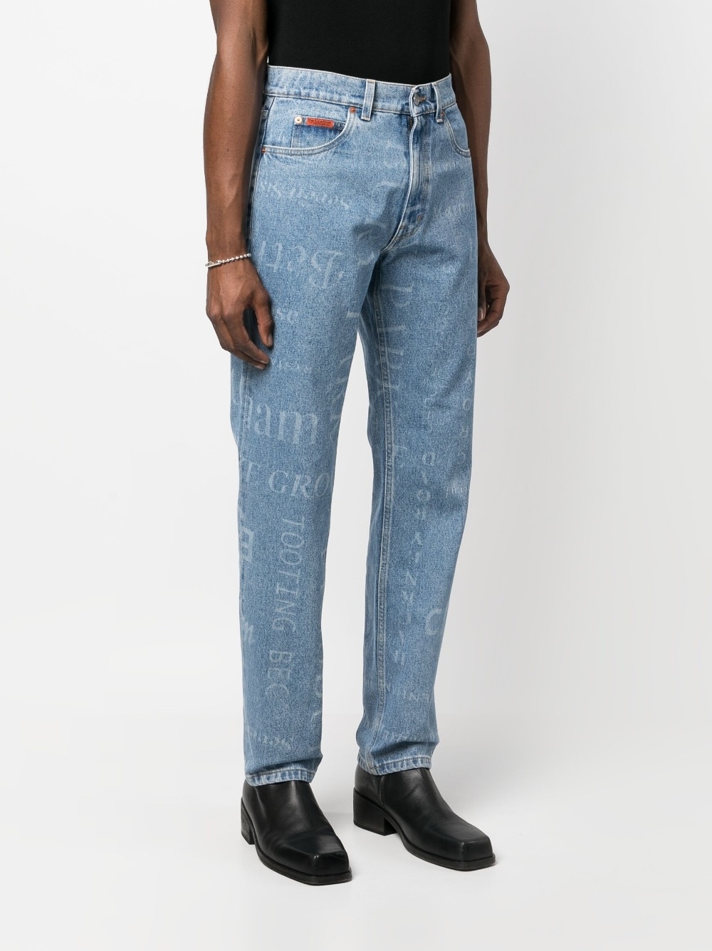 printed straight leg jeans - 3