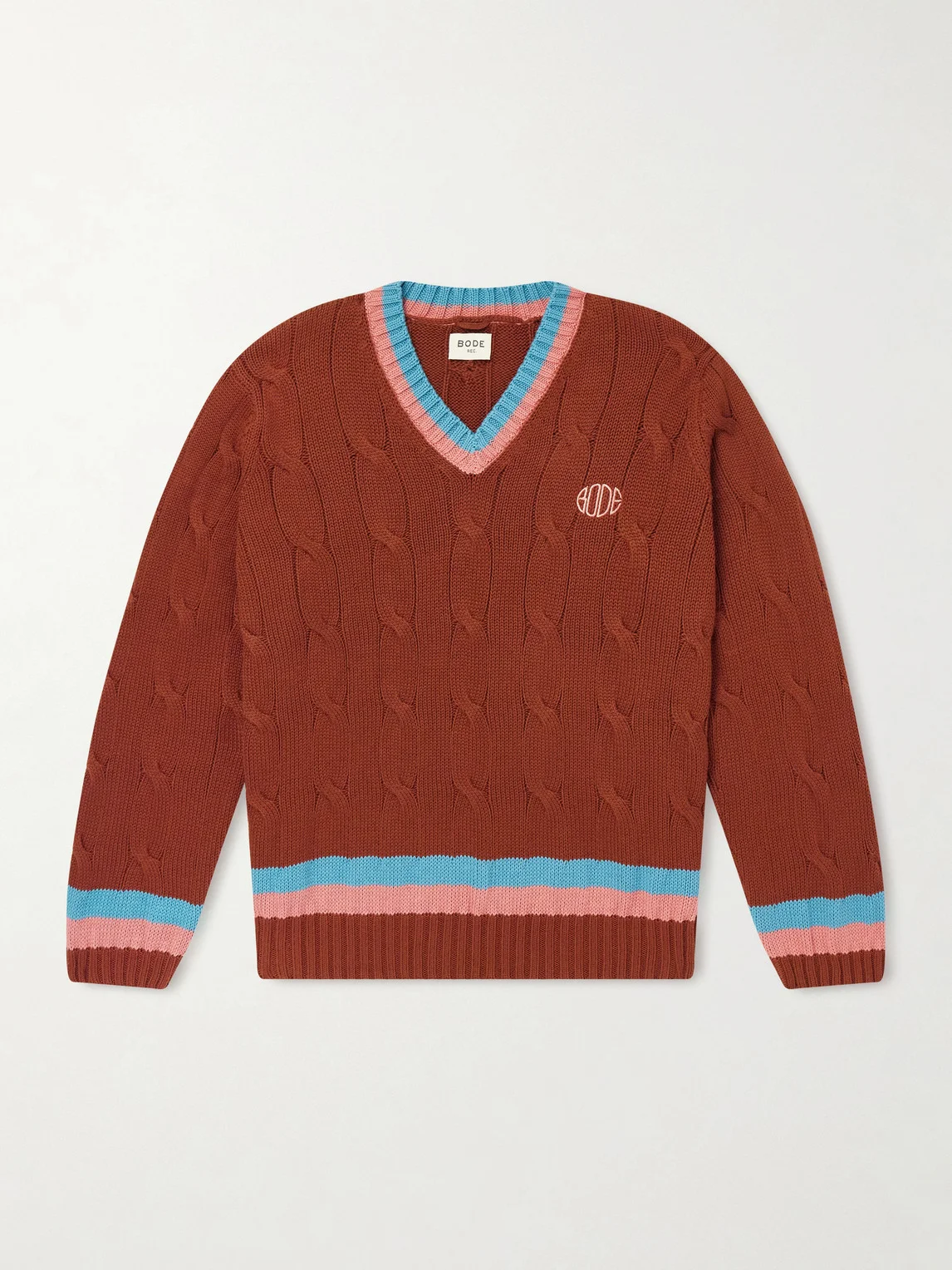 Logo-Embroidered Cable-Knit Cotton Sweater - 1