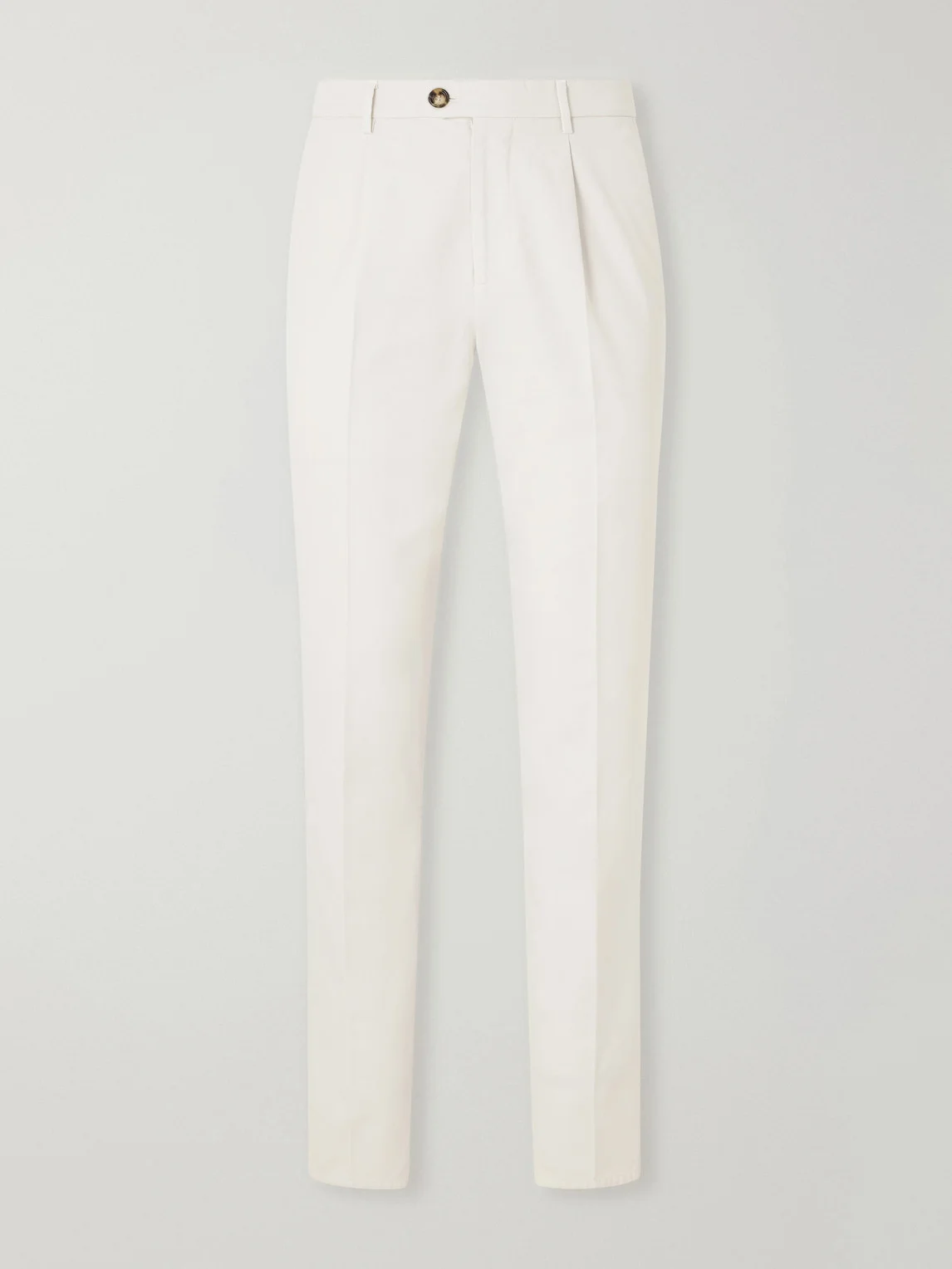 Straight-Leg Pleated Cotton-Twill Trousers - 1