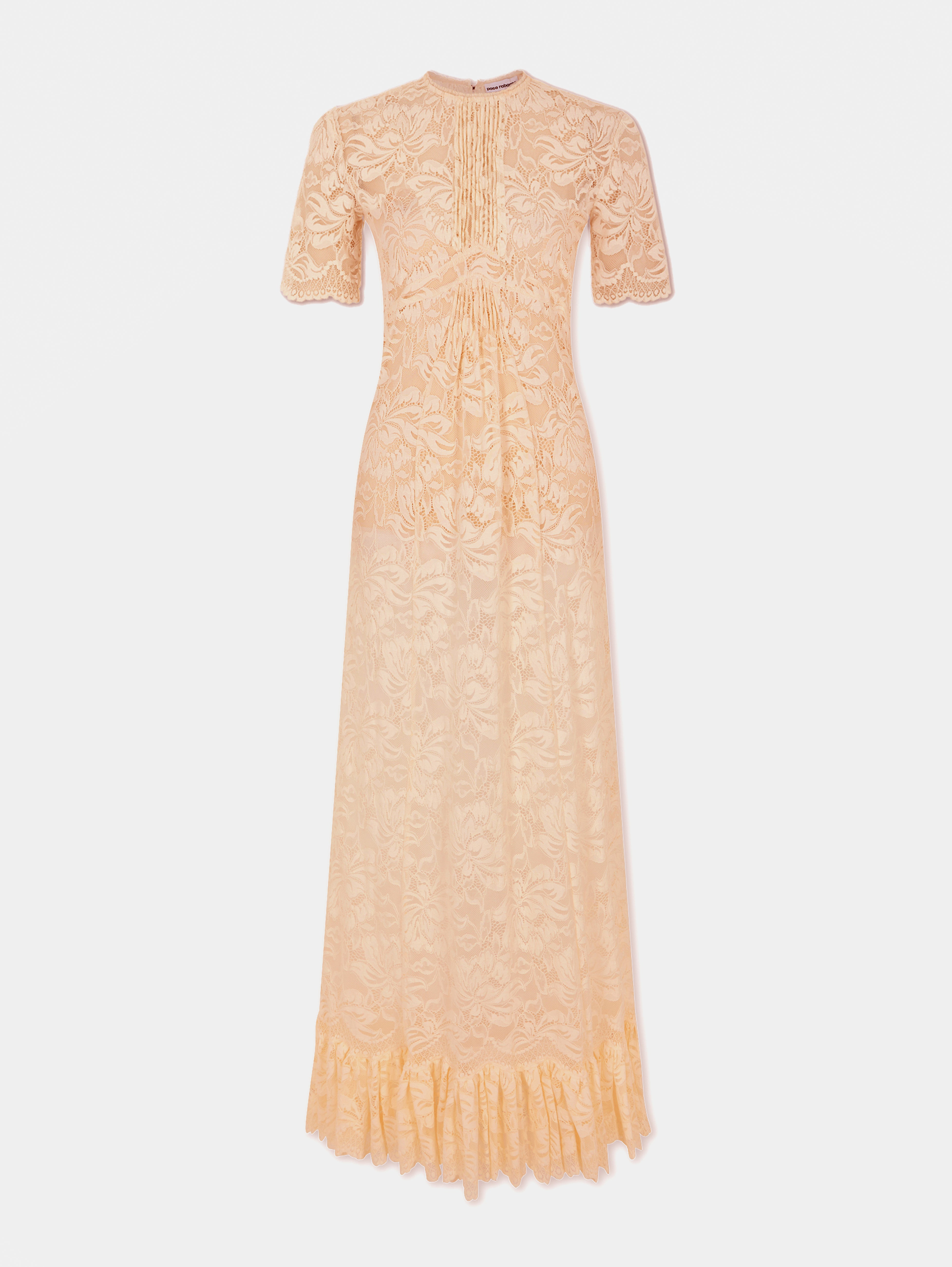 LONG RAFFIA COLORED LACE DRESS - 1