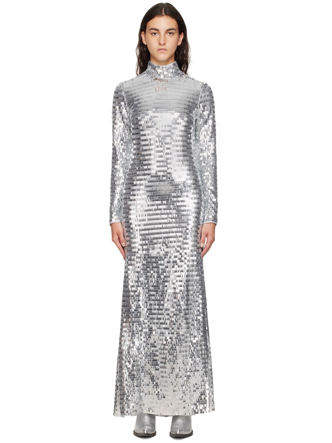 Silver Sculpty Maxi Dress - 1