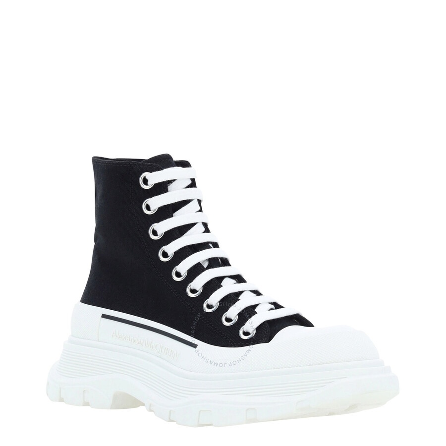 Alexander McQueen Ladies Black/White Tread Slick Boots - 2