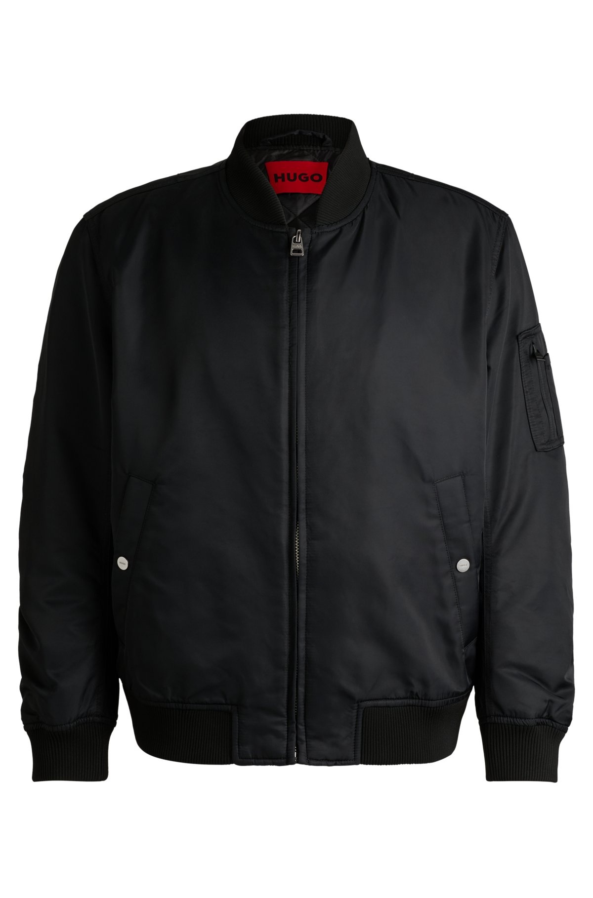 WATER-REPELLENT BOMBER JACKET WITH BRANDED SLEEVE POCKET - 1