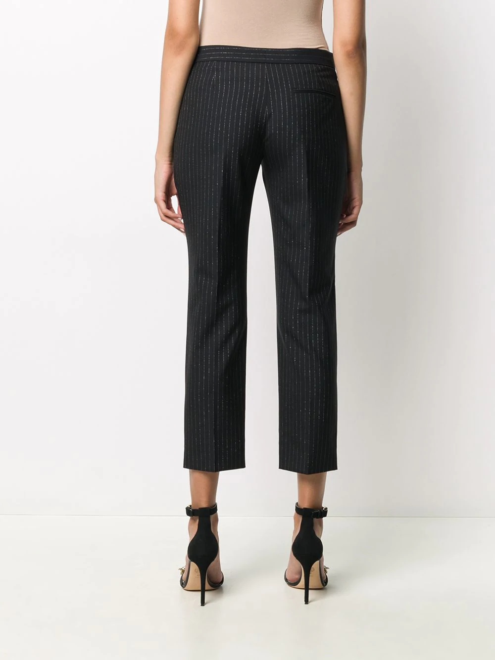 pinstripe print cropped trousers - 4