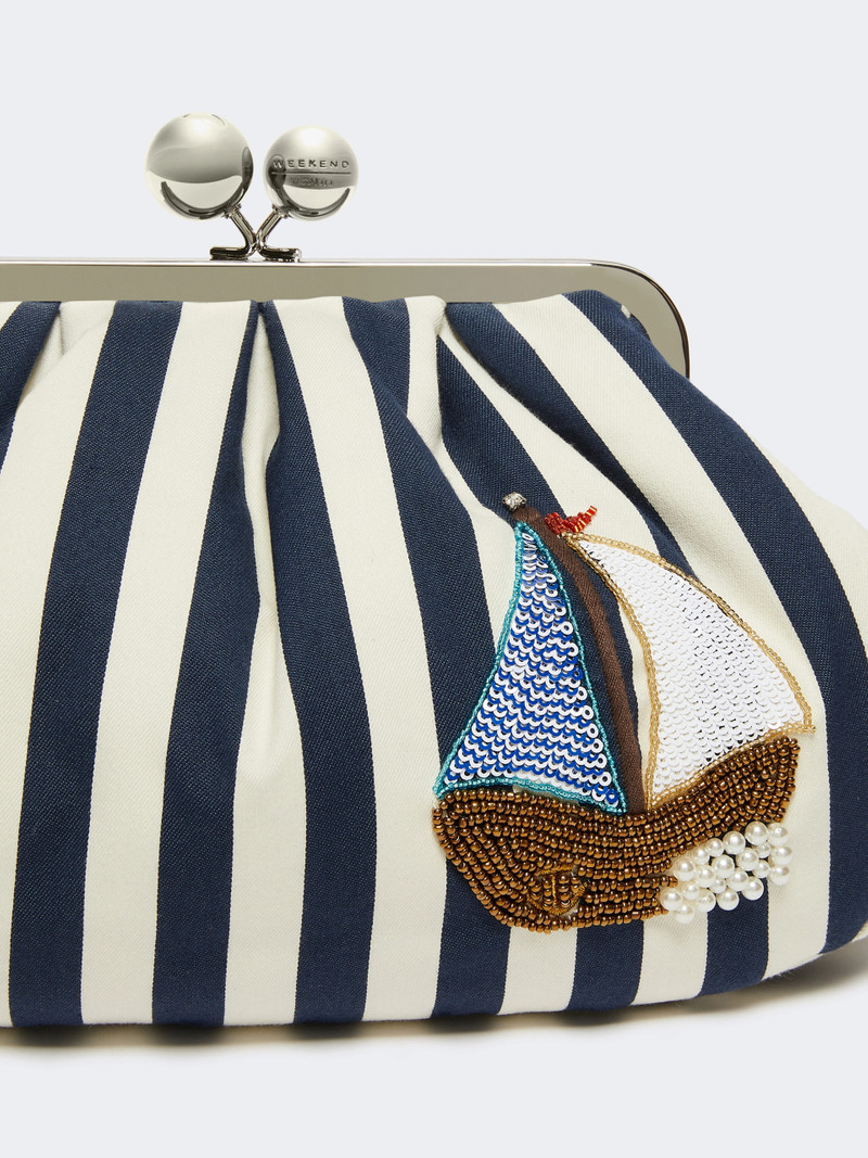 GERUSIA Medium striped cotton Pasticcino bag - CORNFLOWER BLUE 4