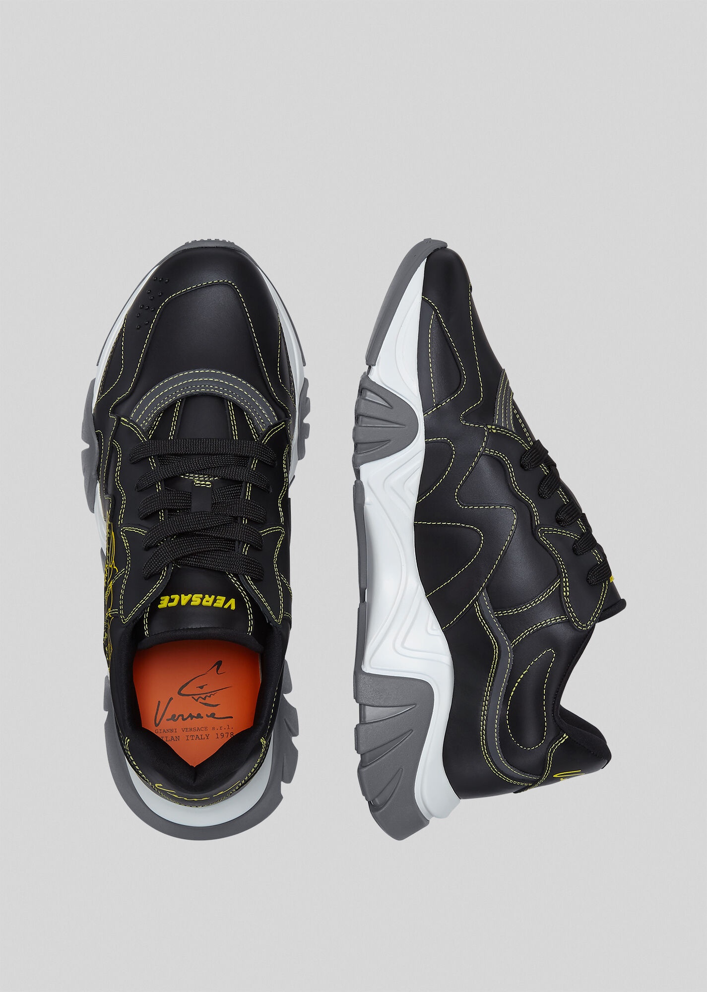 Medusa Print Leather Squalo Sneakers - 4