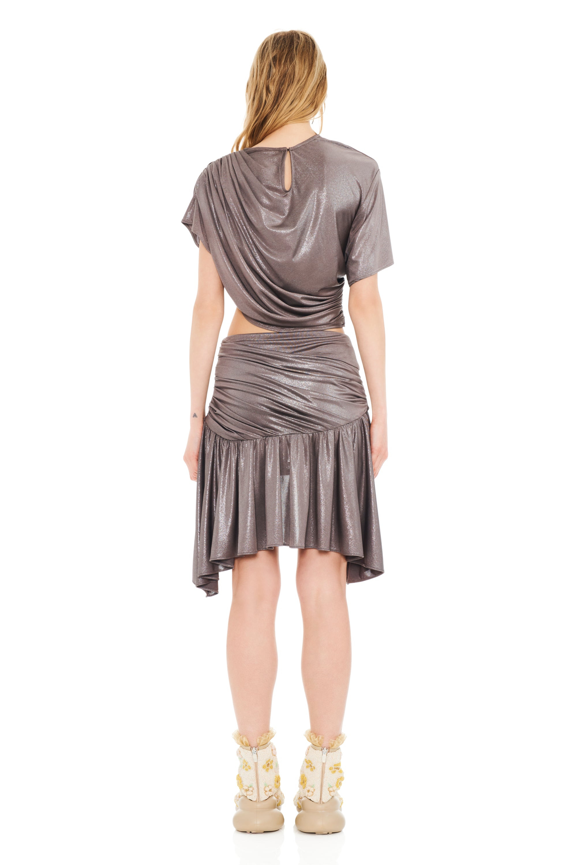 SILVER LAME CELOSIA MINI SKIRT - 5