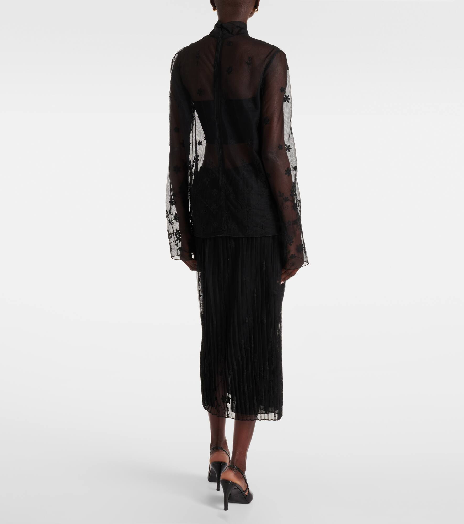 Embroidered tulle blouse - 3