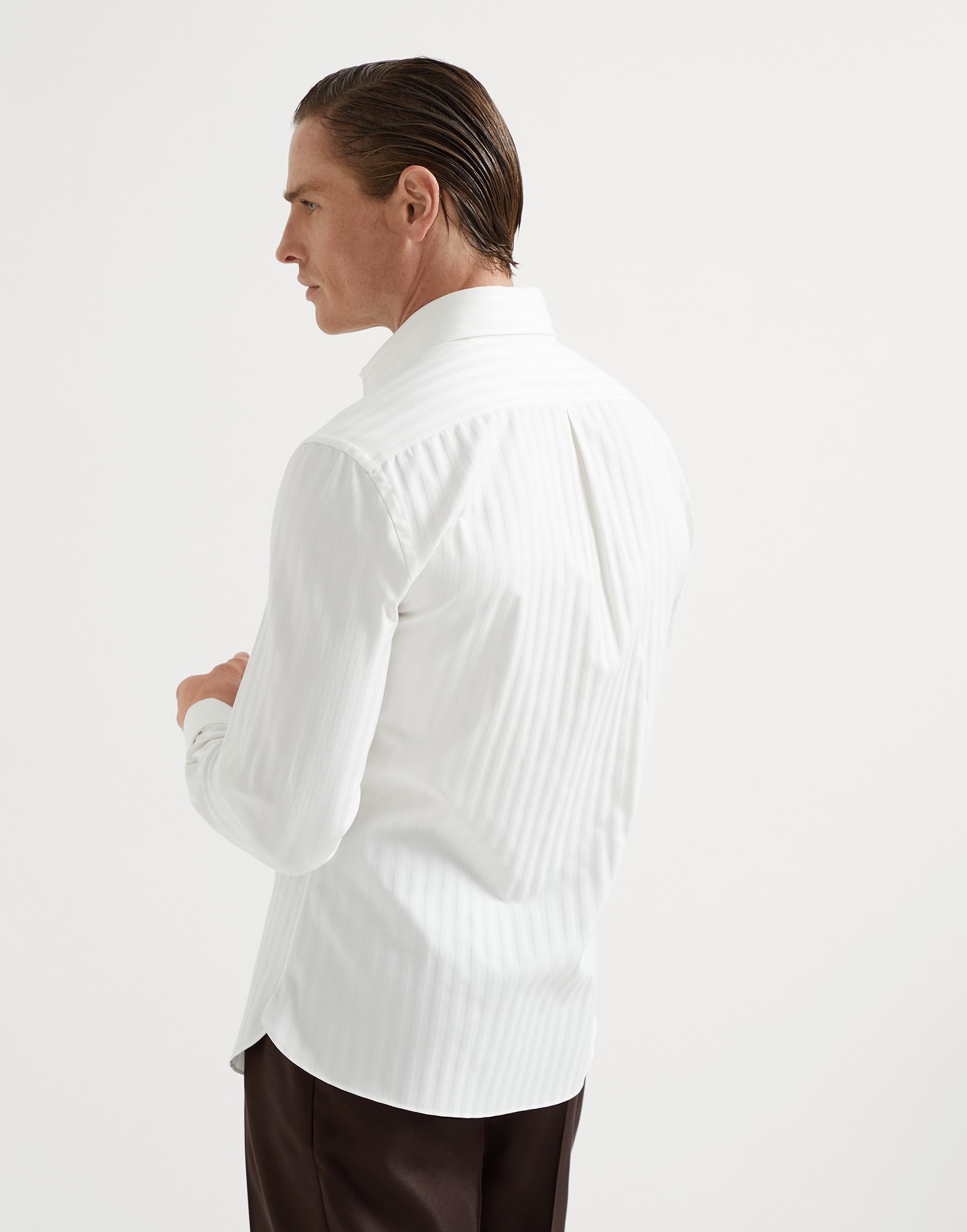 Cotton chevron slim fit tuxedo shirt with spread collar - 2