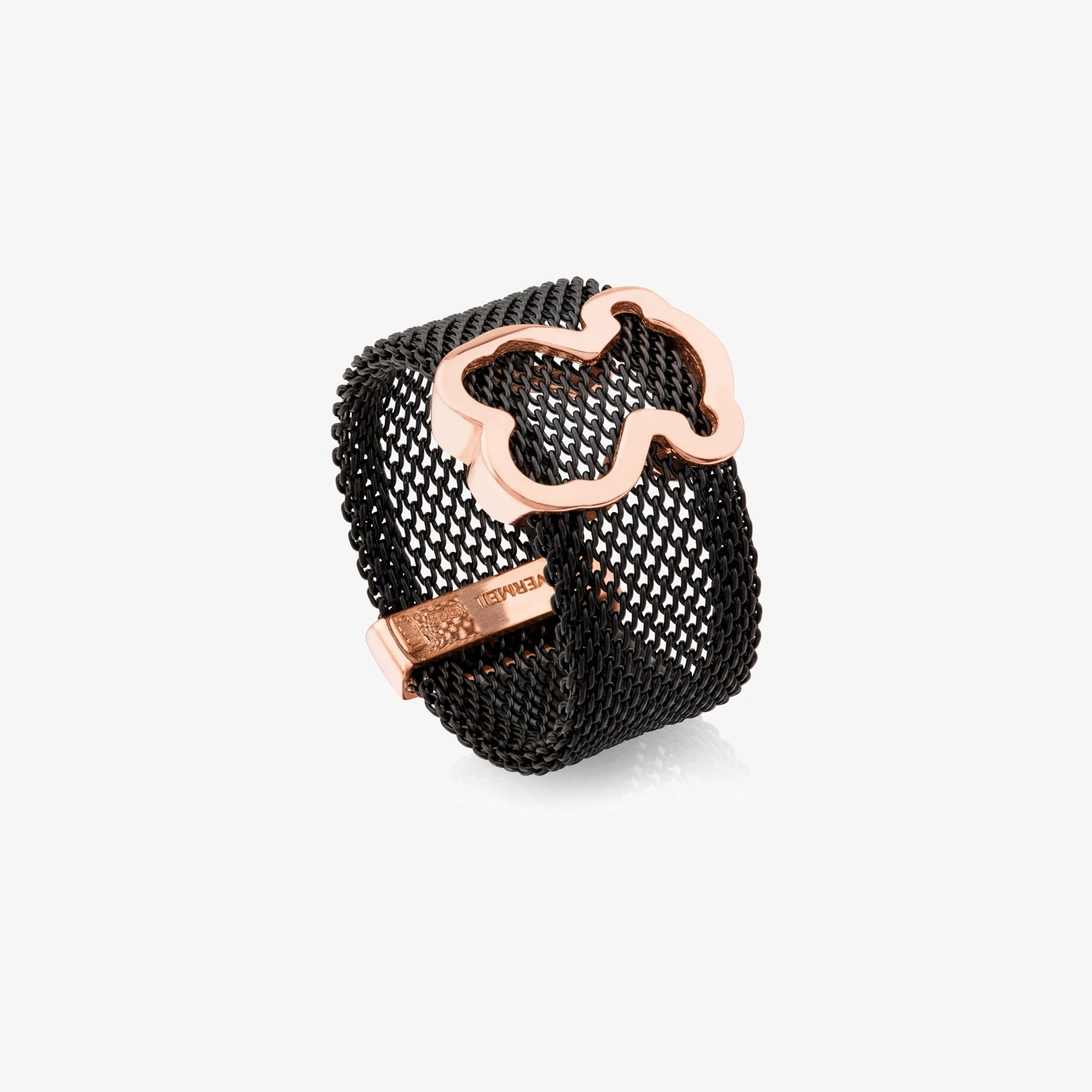 Black IP Steel and Rose 18K gold vermeil TOUS Icon Mesh Ring - 1