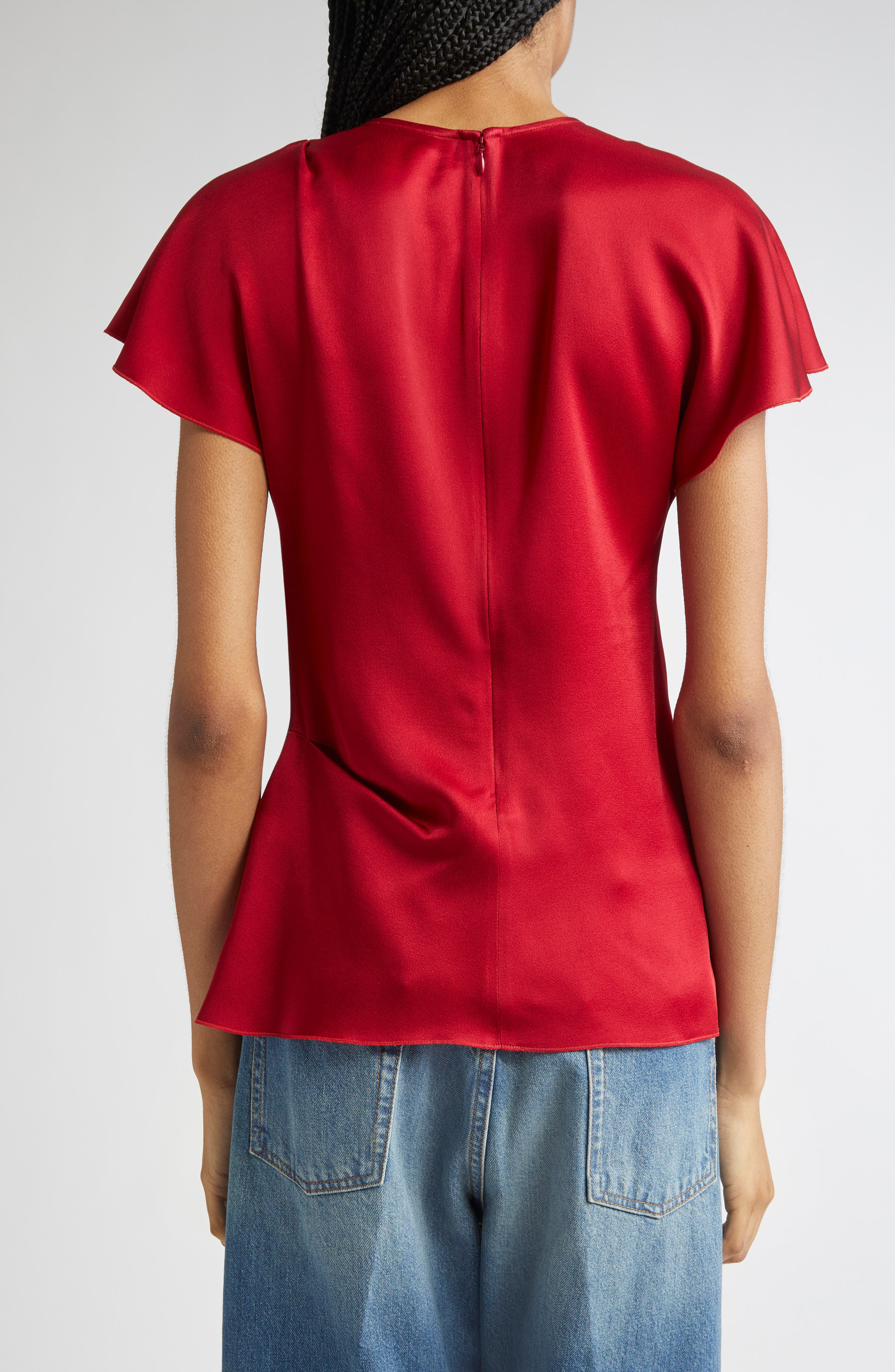 Victoria Beckham Draped Satin Top in Rose at Nordstrom - 3