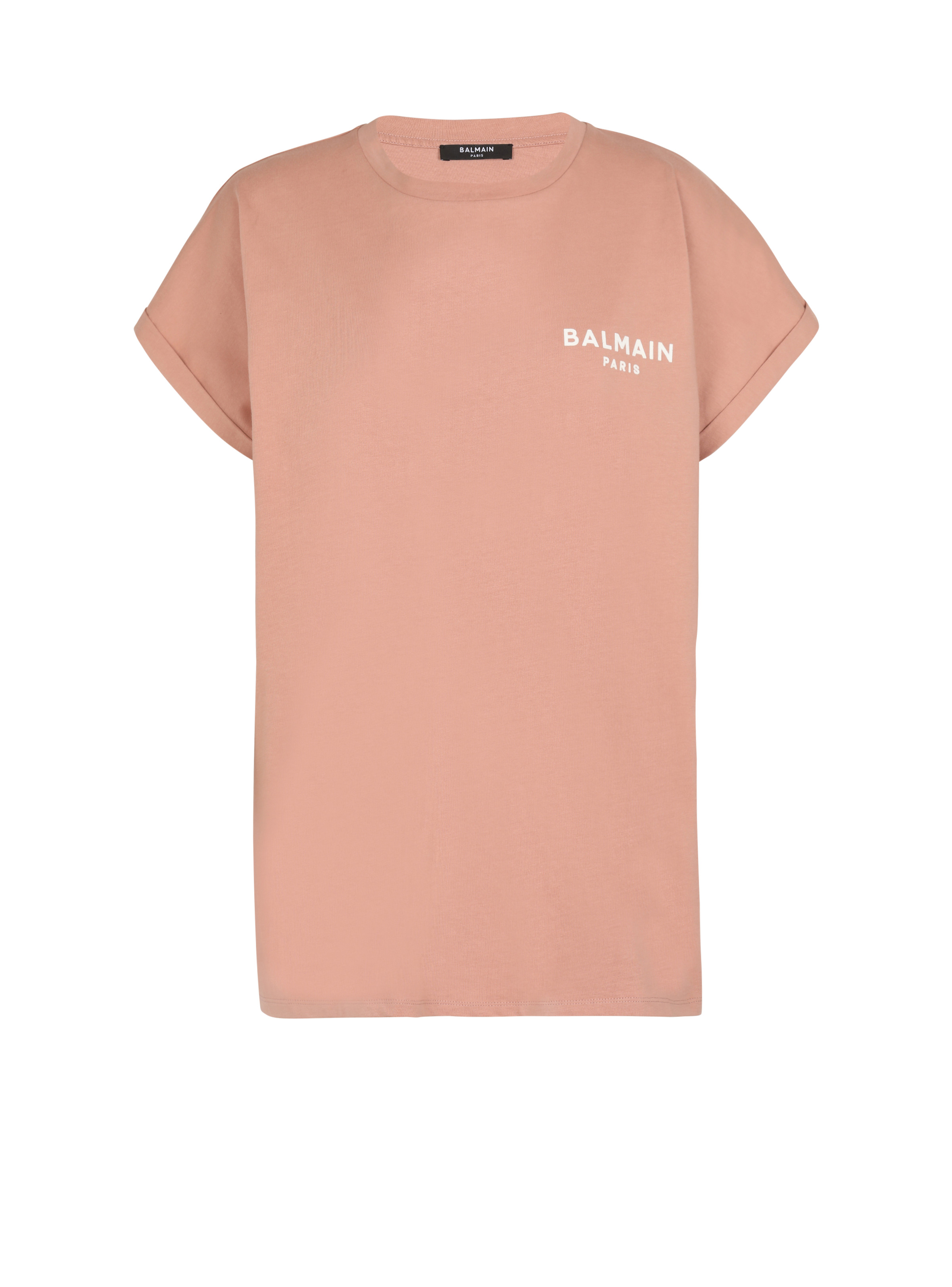 Eco-responsible cotton T-shirt with Balmain logo print - 1
