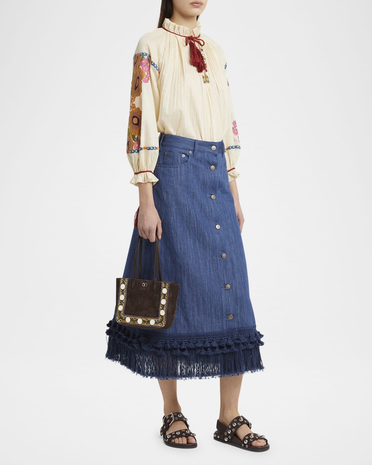 Nellcote Mirror-Embellished Suede Mini Tote Bag - 6