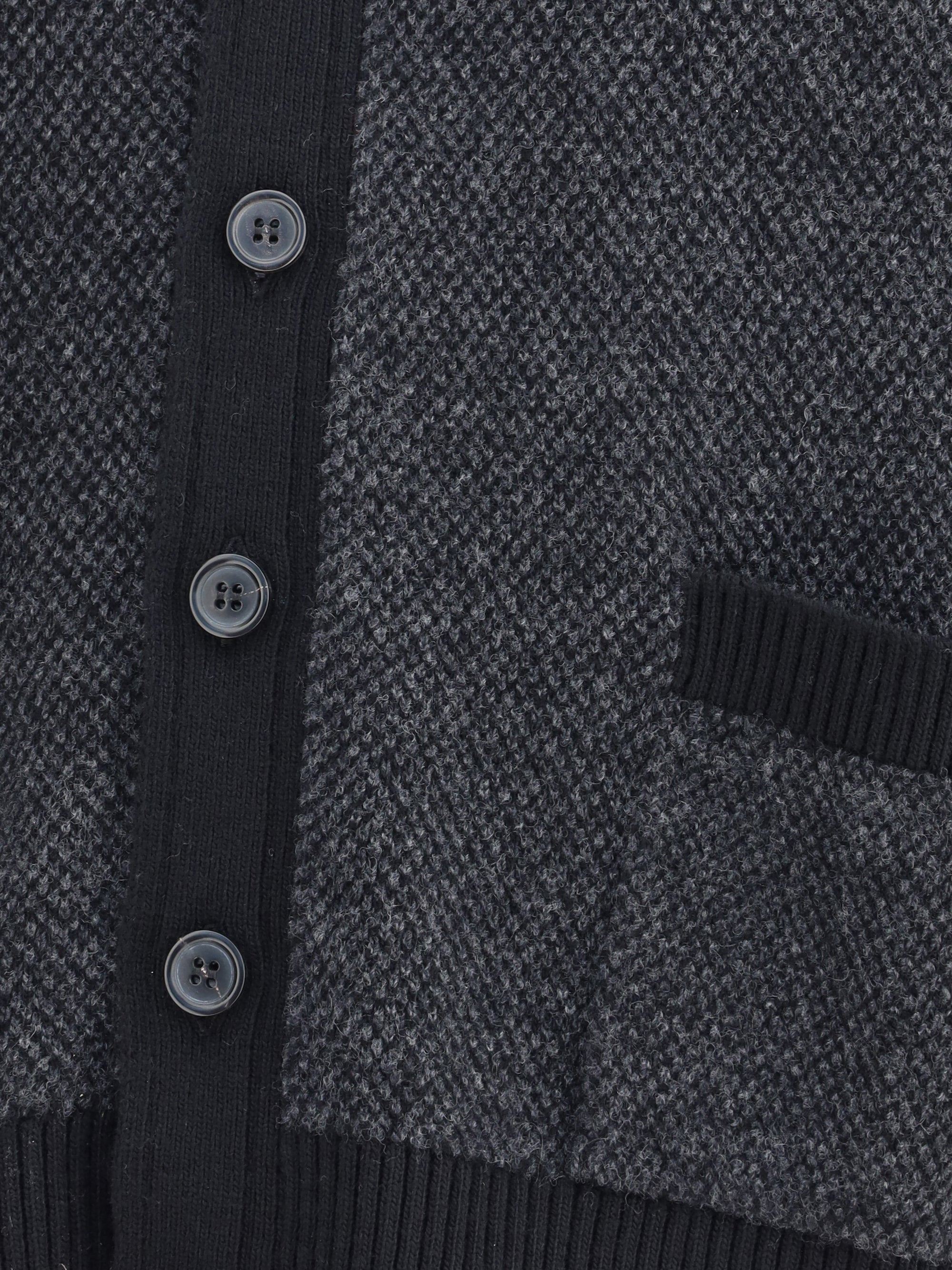 Thom Browne Men Textured Stitch V Neck Cardigan In Washe - 3