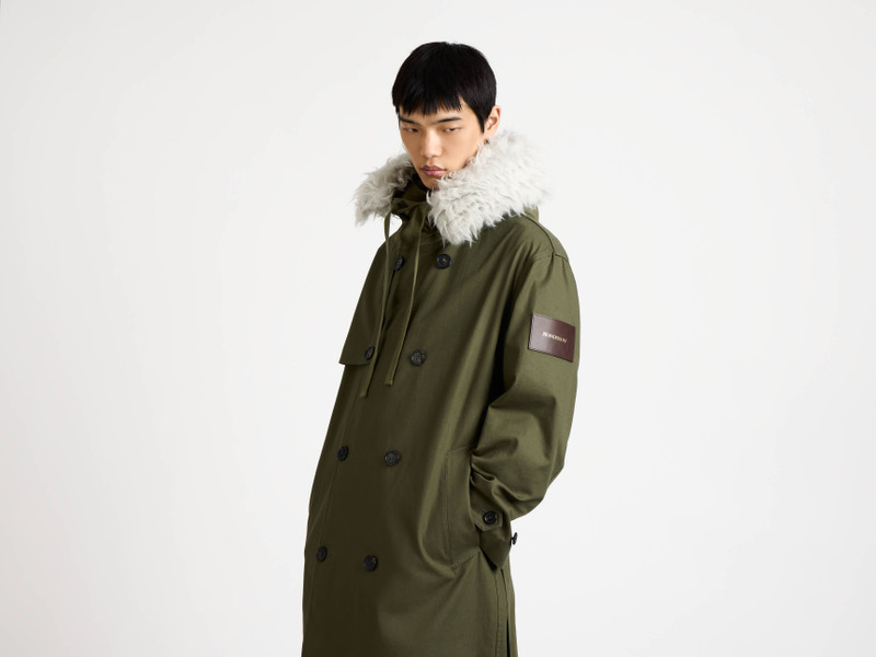 MENS DOUBLE BREASTED PARKA IN HUNTER GREEN 4