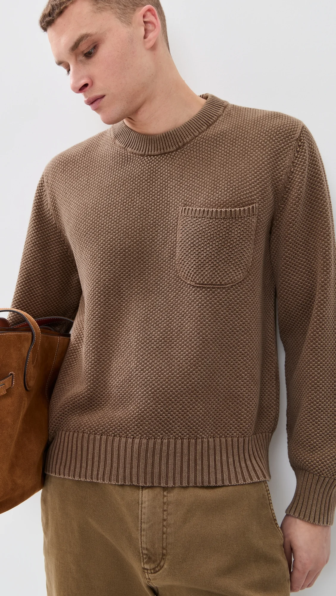 Acid Wash Crew Neck Sweater - 1