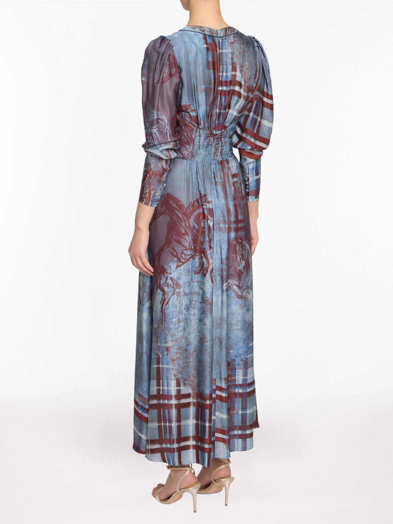 Marchesa WILD HEART TARTAN PRINTED MIDI DRESS outlook
