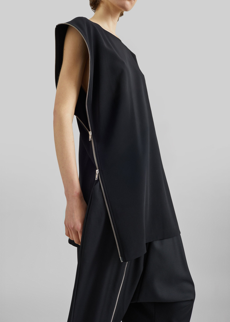 Bevza Zipper Tunic Top - Black 3