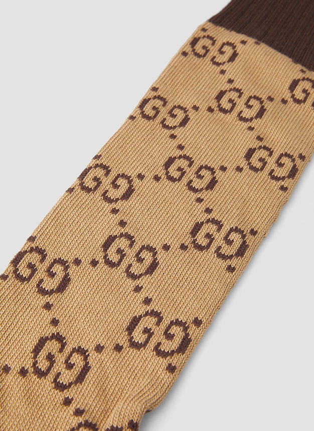 Interlocking G Socks in Brown - 3